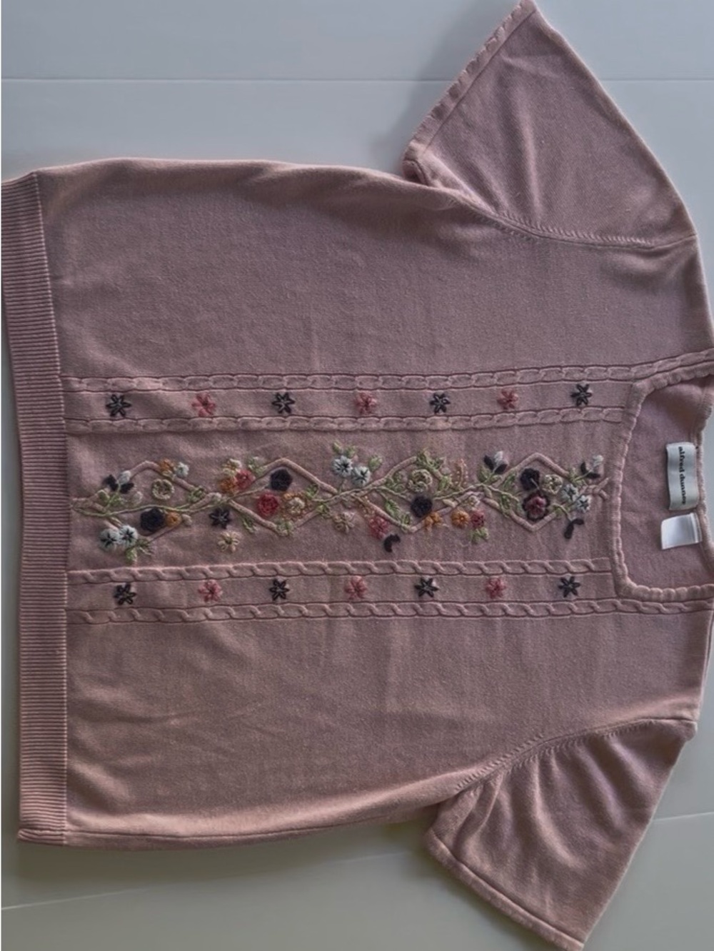 Alfred Dunner Pink Hand Embroidery Sweater Pullover  small to medium